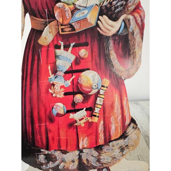 Old print factory Santa cardboard advent calendar Xmas Father Christmas vintage - Picture 4 of 11